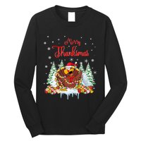 Funny Turkey Santa Merry Thanksmas Christmas Thanksgiving Long Sleeve Shirt