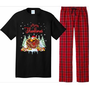 Funny Turkey Santa Merry Thanksmas Christmas Thanksgiving Pajama Set