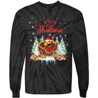 Funny Turkey Santa Merry Thanksmas Christmas Thanksgiving Tie-Dye Long Sleeve Shirt