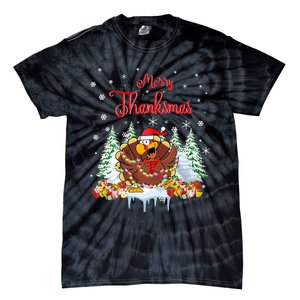 Funny Turkey Santa Merry Thanksmas Christmas Thanksgiving Tie-Dye T-Shirt