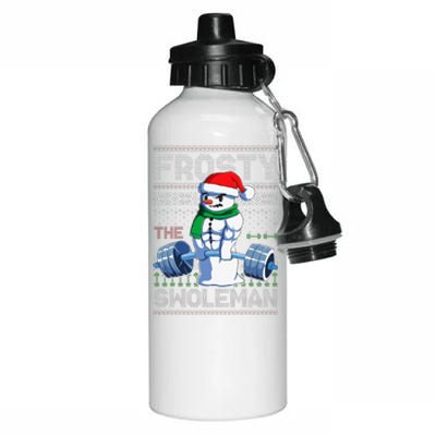 Frosty The Swoleman Ugly Christmas Funny Funny Snowman Gym Aluminum Water Bottle 