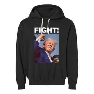 Fight! Trump Shot Trump Rally Garment-Dyed Fleece Hoodie