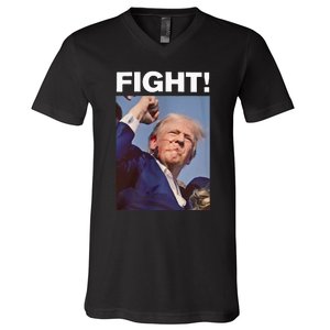 Fight! Trump Shot Trump Rally V-Neck T-Shirt