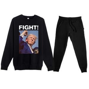 Fight! Trump Shot Trump Rally Premium Crewneck Sweatsuit Set