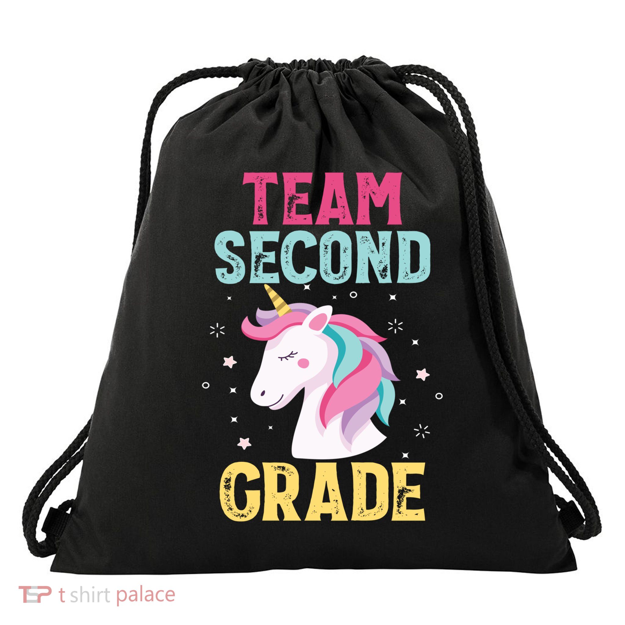Funny Team Second Grade Unicorn Gift School Teacher Great Gift Drawstring Bag