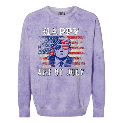 Funny Trump Shirts Happy 4th Of July American Flag Colorblast Crewneck Sweatshirt