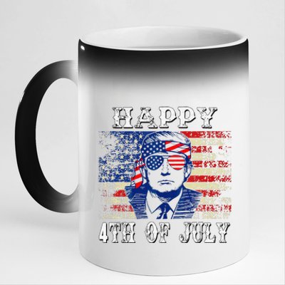 Funny Trump Shirts Happy 4th Of July American Flag 11oz Black Color Changing Mug