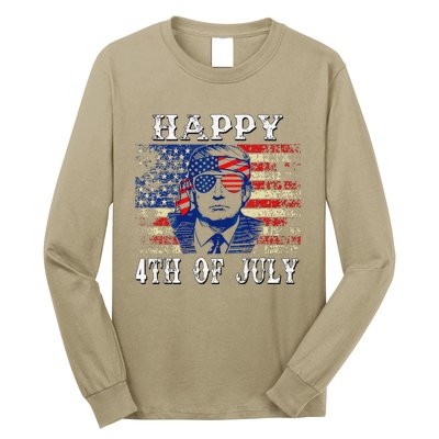 Funny Trump Shirts Happy 4th Of July American Flag Long Sleeve Shirt