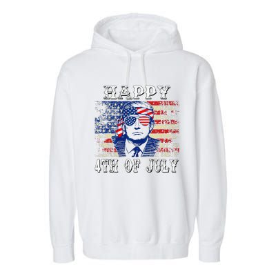 Funny Trump Shirts Happy 4th Of July American Flag Garment-Dyed Fleece Hoodie