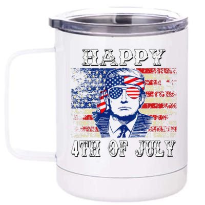 Funny Trump Shirts Happy 4th Of July American Flag 12 oz Stainless Steel Tumbler Cup