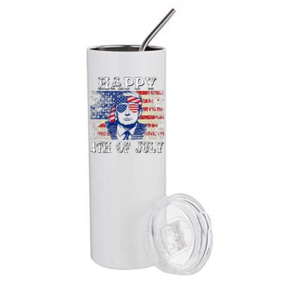 Funny Trump Shirts Happy 4th Of July American Flag Stainless Steel Tumbler