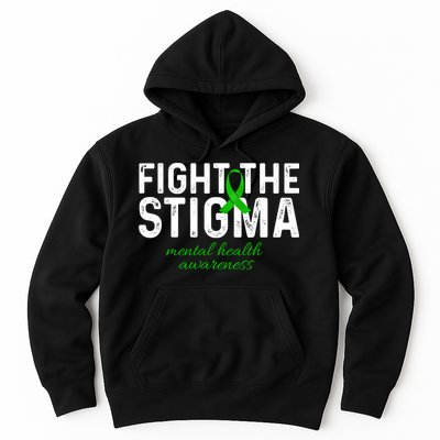 Fight The Stigma Mental Health Awareness Messy Bun Ribbon Hoodie