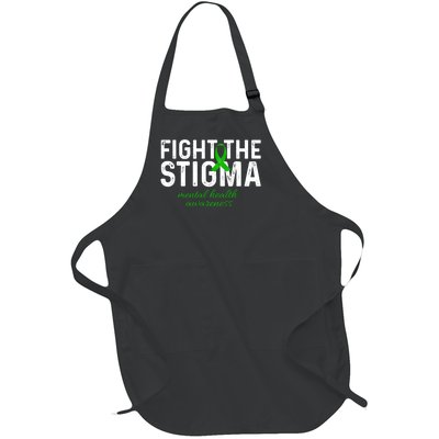 Fight The Stigma Mental Health Awareness Messy Bun Ribbon Full-Length Apron With Pockets