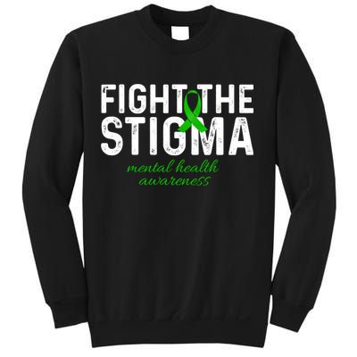 Fight The Stigma Mental Health Awareness Messy Bun Ribbon Sweatshirt