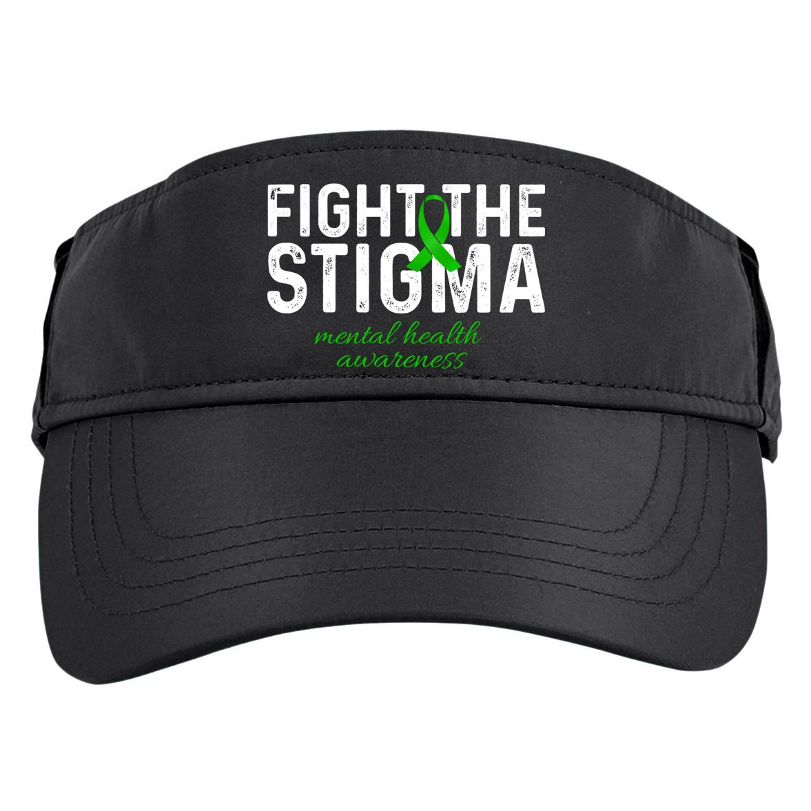 Fight The Stigma Mental Health Awareness Messy Bun Ribbon Adult Drive Performance Visor