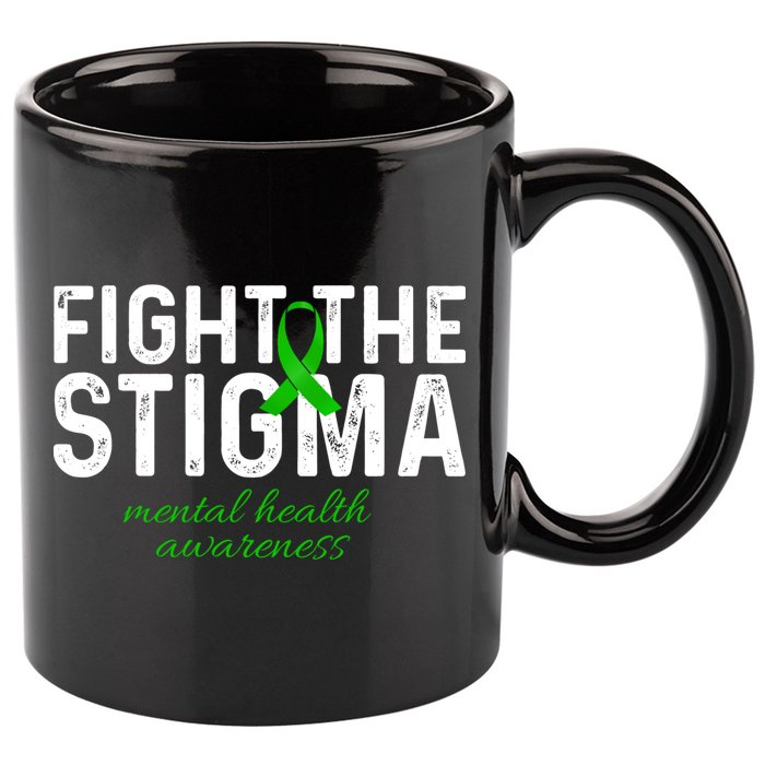Fight The Stigma Mental Health Awareness Messy Bun Ribbon 11oz C Handle Ceramic Mug