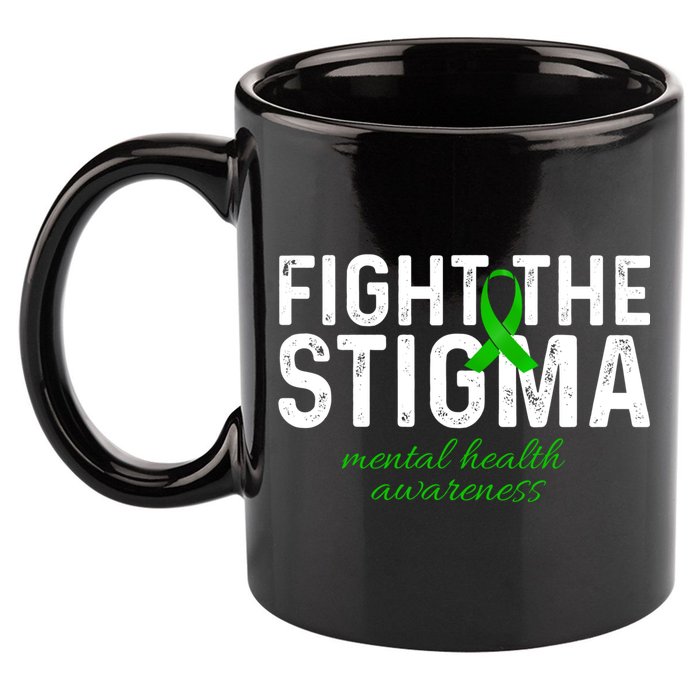 Fight The Stigma Mental Health Awareness Messy Bun Ribbon 11oz C Handle Ceramic Mug