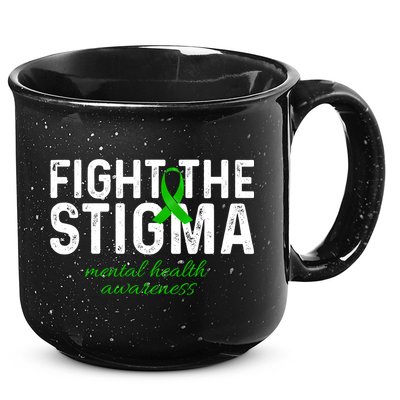Fight The Stigma Mental Health Awareness Messy Bun Ribbon 15oz Campfire Ceramic Mug