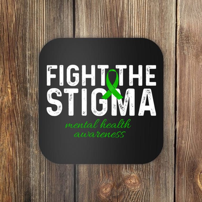 Fight The Stigma Mental Health Awareness Messy Bun Ribbon Coaster