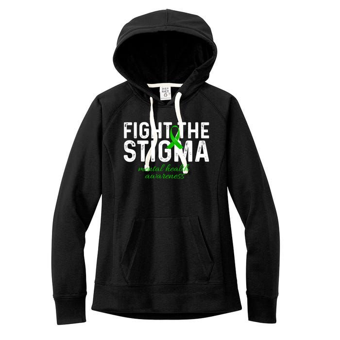 Fight The Stigma Mental Health Awareness Messy Bun Ribbon Women's Fleece Hoodie