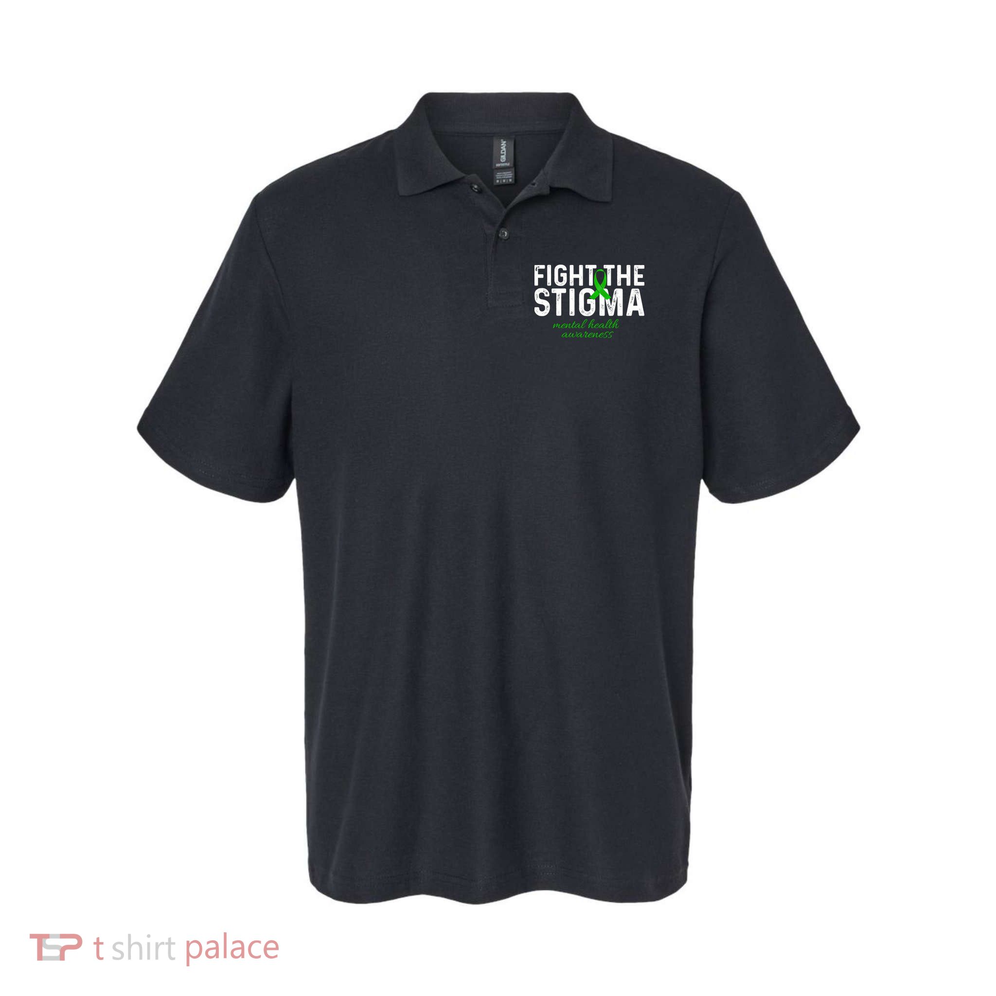 Fight The Stigma Mental Health Awareness Messy Bun Ribbon Polo