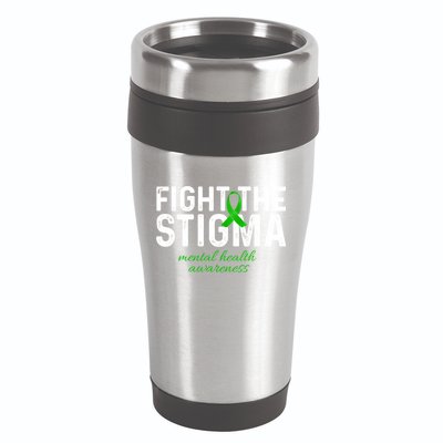 Fight The Stigma Mental Health Awareness Messy Bun Ribbon 16oz Travel Tumbler