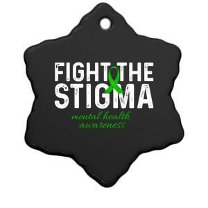 Fight The Stigma Mental Health Awareness Messy Bun Ribbon Ceramic Star Ornament