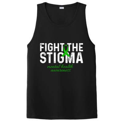 Fight The Stigma Mental Health Awareness Messy Bun Ribbon PosiCharge Competitor Tank
