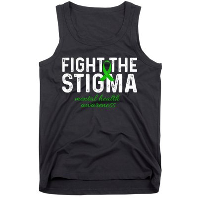 Fight The Stigma Mental Health Awareness Messy Bun Ribbon Tank Top