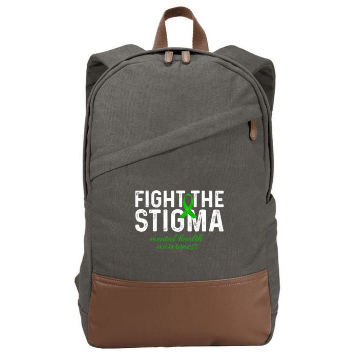 Fight The Stigma Mental Health Awareness Messy Bun Ribbon Cotton Canvas Backpack