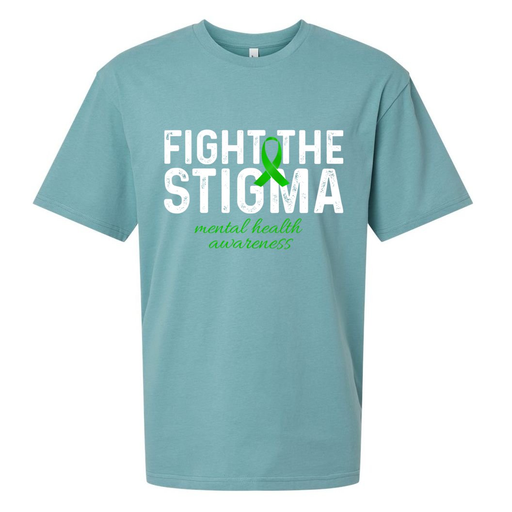 Fight The Stigma Mental Health Awareness Messy Bun Ribbon Sueded Cloud Jersey T-Shirt