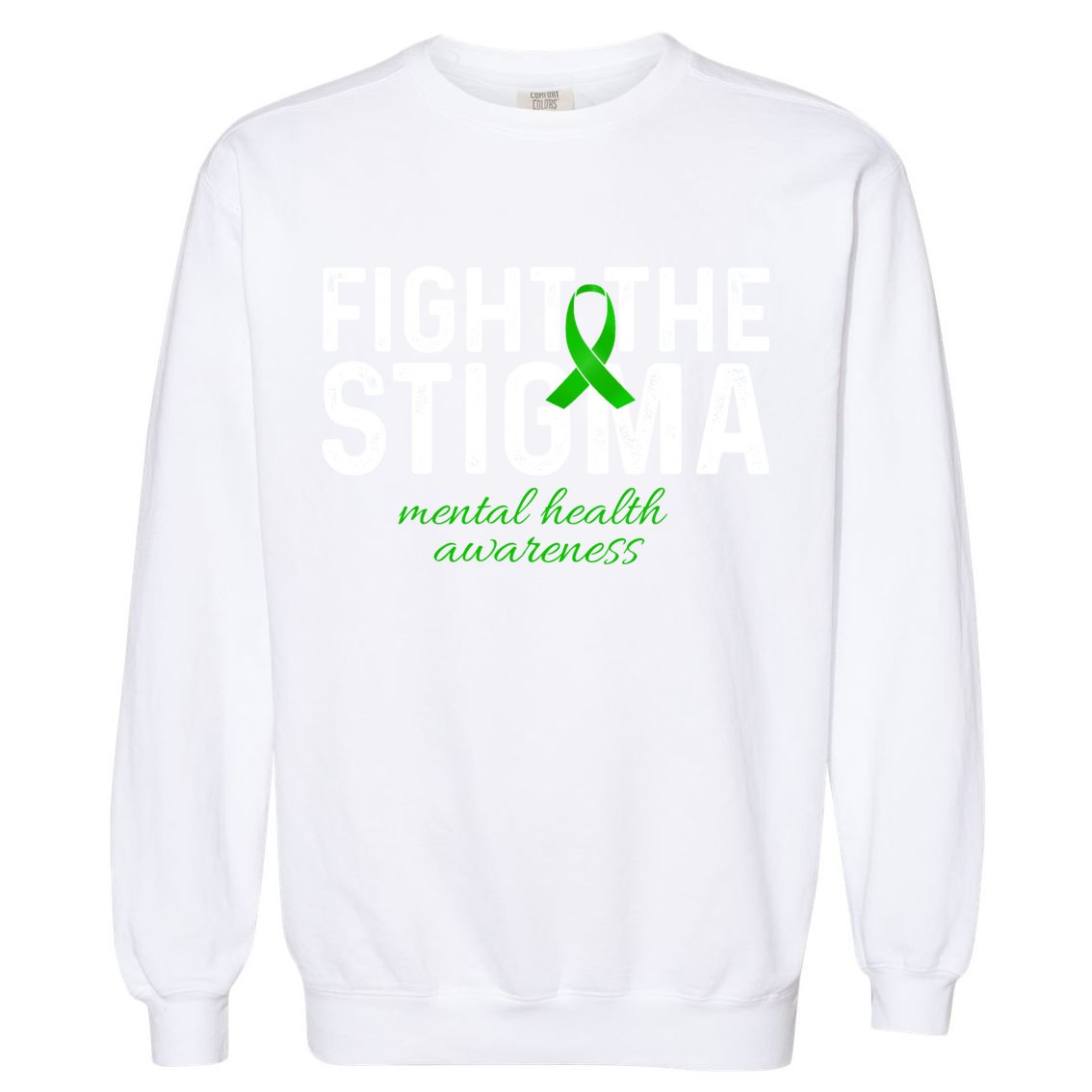 Fight The Stigma Mental Health Awareness Messy Bun Ribbon Garment-Dyed Sweatshirt