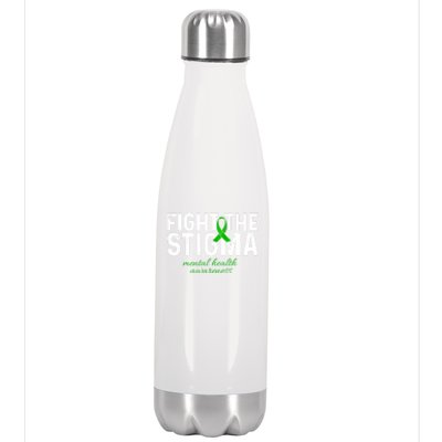 Fight The Stigma Mental Health Awareness Messy Bun Ribbon Stainless Steel Insulated Water Bottle