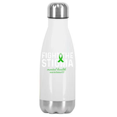 Fight The Stigma Mental Health Awareness Messy Bun Ribbon Stainless Steel Insulated Water Bottle