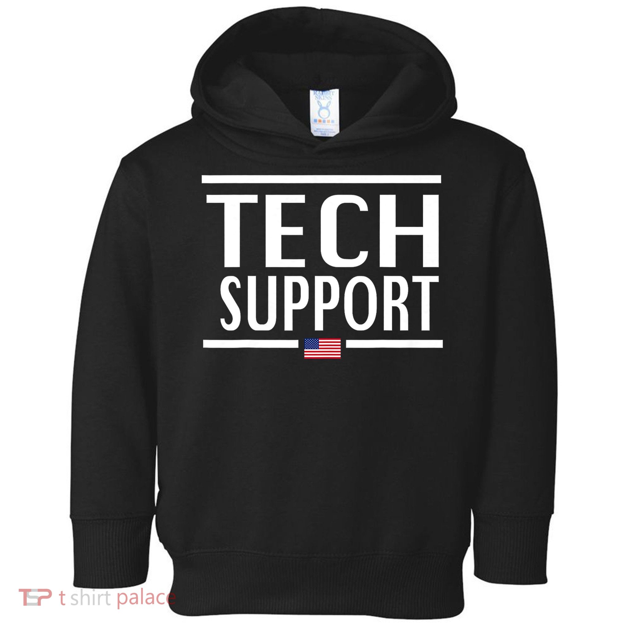 Funny TECH SUPPORT for Men Women American Flag Toddler Hoodie