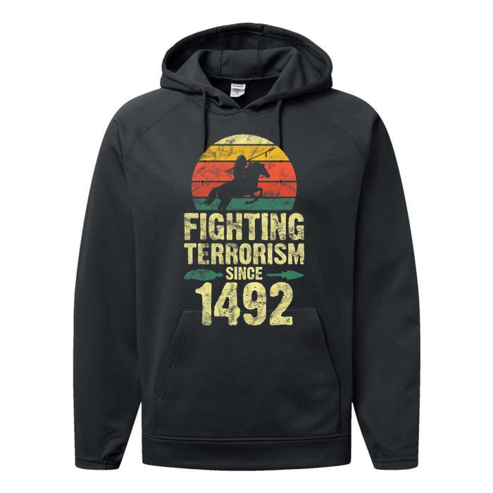 Fighting Terrorism Since 1492 Native American Indian Performance Fleece Hoodie