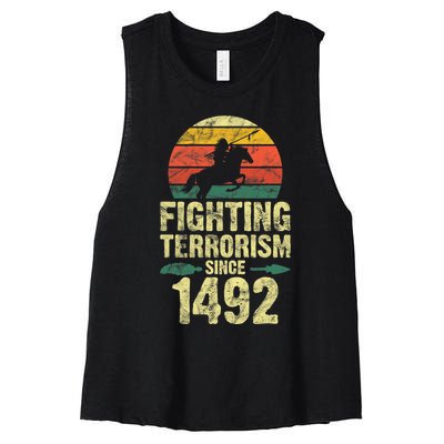 Fighting Terrorism Since 1492 Native American Indian Women's Racerback Cropped Tank