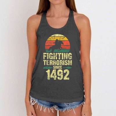 Fighting Terrorism Since 1492 Native American Indian Women's Knotted Racerback Tank