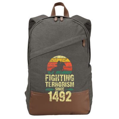 Fighting Terrorism Since 1492 Native American Indian Cotton Canvas Backpack