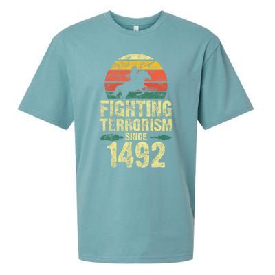 Fighting Terrorism Since 1492 Native American Indian Sueded Cloud Jersey T-Shirt