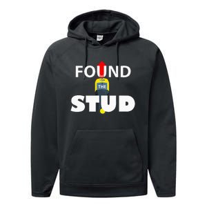 FOUND THE STUD FUNNY Performance Fleece Hoodie