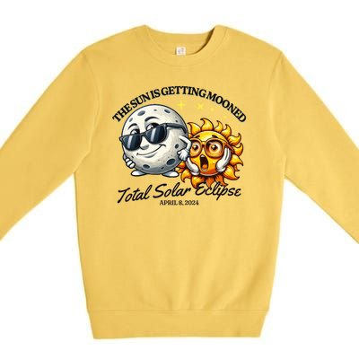 Funny The Sun Is Getting Mooned Total Solar Eclipse April 08 2024 Premium Crewneck Sweatshirt