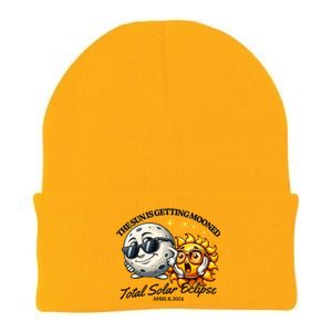 Funny The Sun Is Getting Mooned Total Solar Eclipse April 08 2024 Knit Cap Winter Beanie