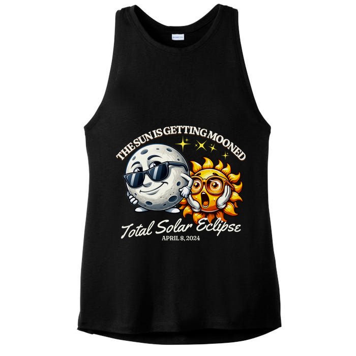 Funny The Sun Is Getting Mooned Total Solar Eclipse April 08 2024 Ladies PosiCharge Tri-Blend Wicking Tank