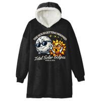 Funny The Sun Is Getting Mooned Total Solar Eclipse April 08 2024 Hooded Wearable Blanket