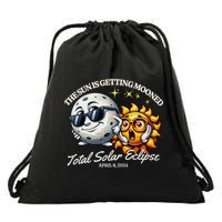 Funny The Sun Is Getting Mooned Total Solar Eclipse April 08 2024 Drawstring Bag
