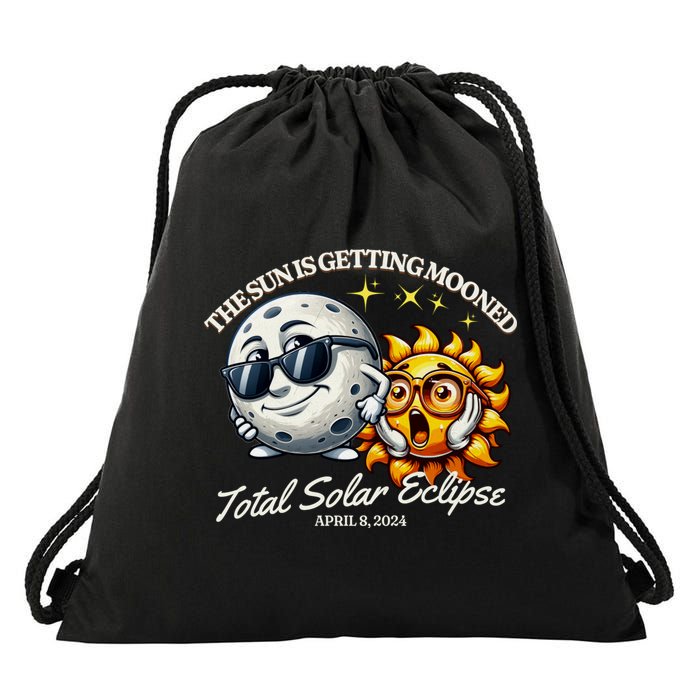 Funny The Sun Is Getting Mooned Total Solar Eclipse April 08 2024 Drawstring Bag