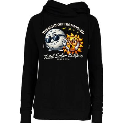 Funny The Sun Is Getting Mooned Total Solar Eclipse April 08 2024 Womens Funnel Neck Pullover Hood