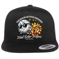 Funny The Sun Is Getting Mooned Total Solar Eclipse April 08 2024 Flat Bill Trucker Hat