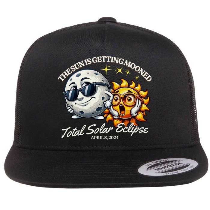 Funny The Sun Is Getting Mooned Total Solar Eclipse April 08 2024 Flat Bill Trucker Hat